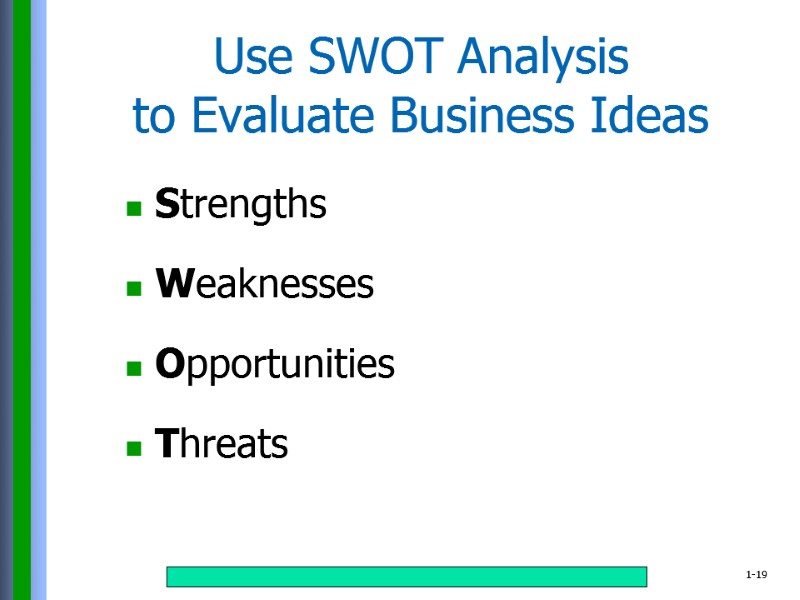 Use SWOT Analysis to Evaluate Business Ideas Strengths  Weaknesses  Opportunities  Threats